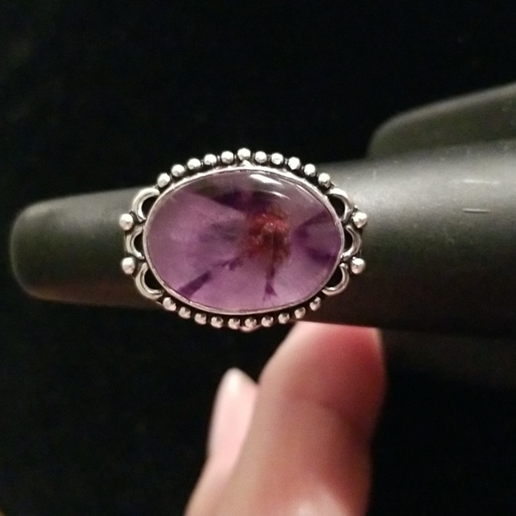 Jewelry - Oval Amethyst Ring in Dotted Setting